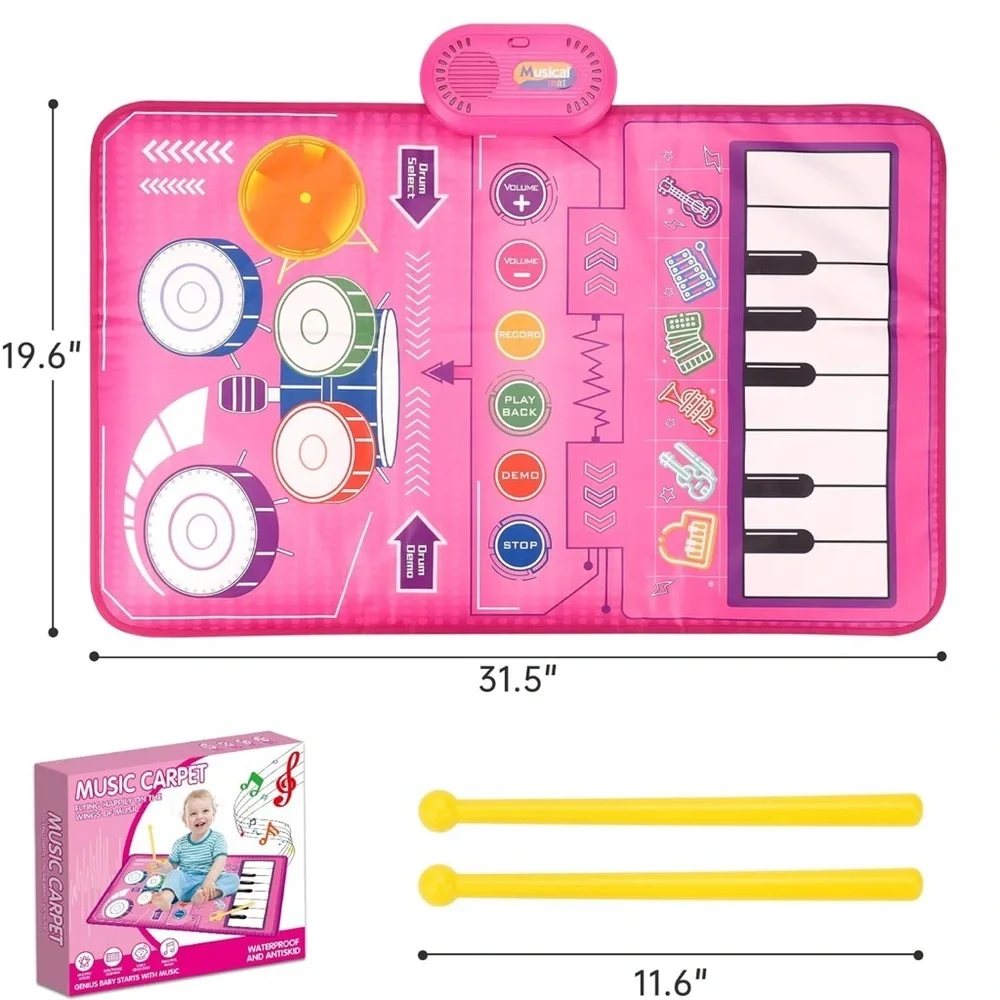Music carpet Mat with Keyboard & Drum, Early Educational Musical toys